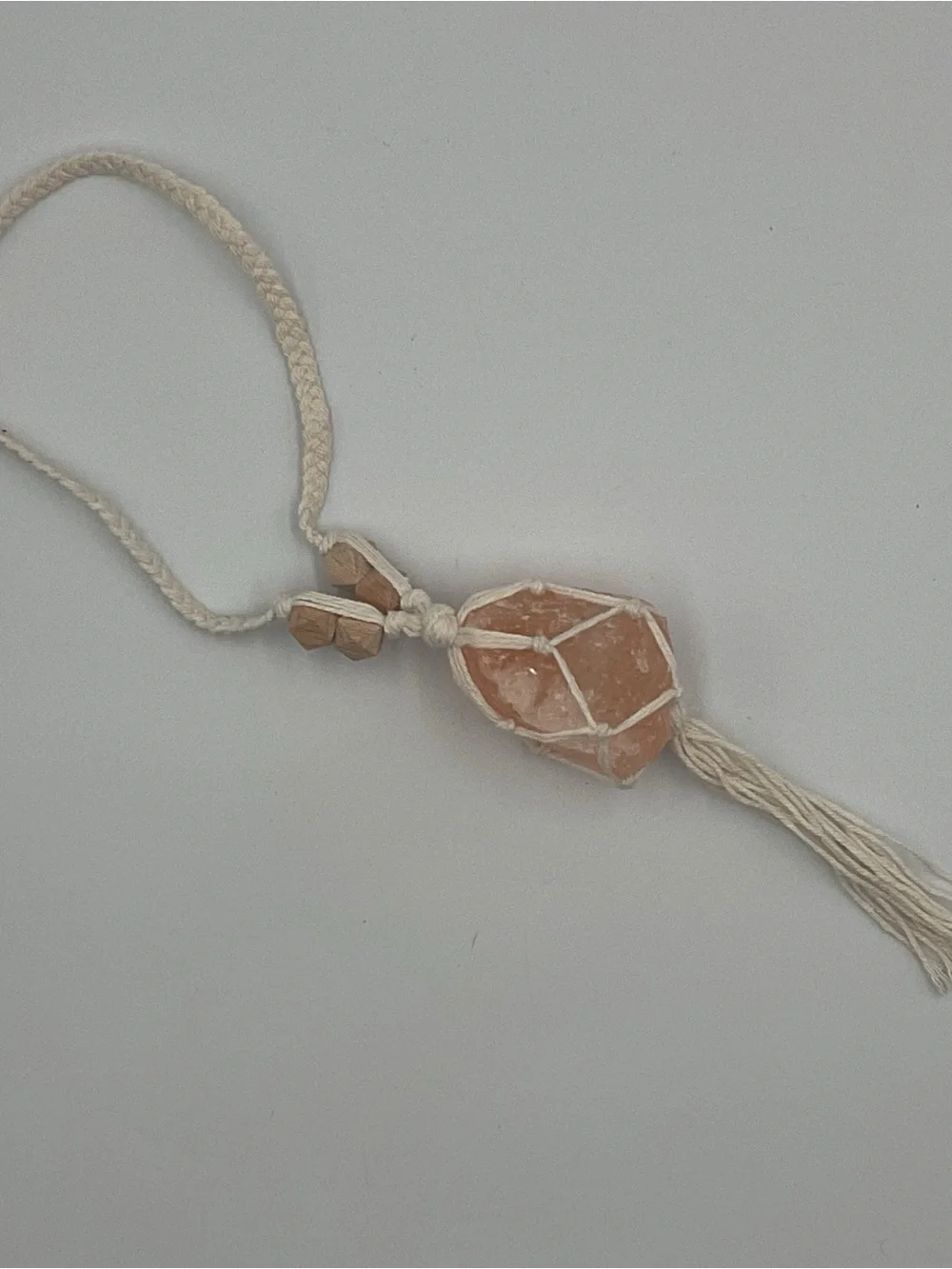 Macrame Rose Quartz Himalayan Salt Car Stress Relief Crystal Home Hanging Decor